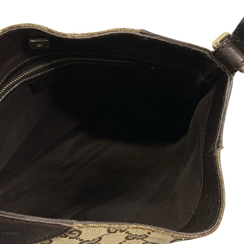Gucci Shoulder Bag GG Pattern Icon Bit Sherry Dark Brown Beige Multi Leather