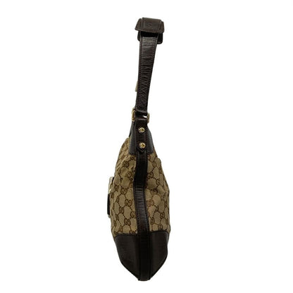 Gucci Shoulder Bag GG Pattern Icon Bit Sherry Dark Brown Beige Multi Leather