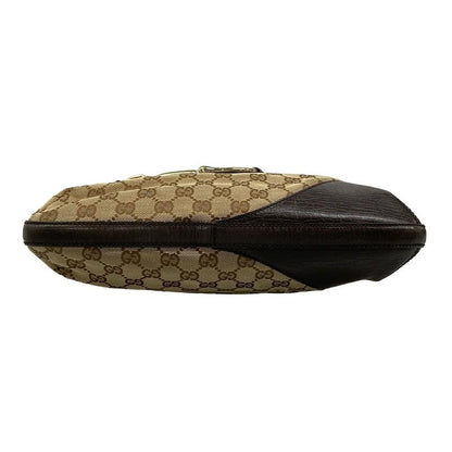 Gucci Shoulder Bag GG Pattern Icon Bit Sherry Dark Brown Beige Multi Leather