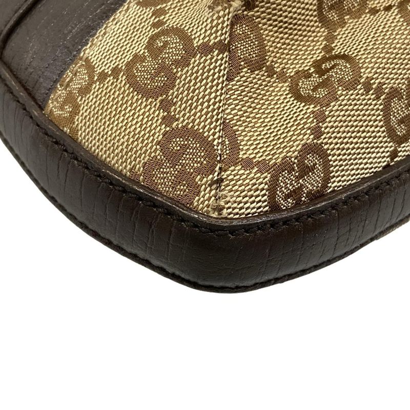 Gucci Shoulder Bag GG Pattern Icon Bit Sherry Dark Brown Beige Multi Leather