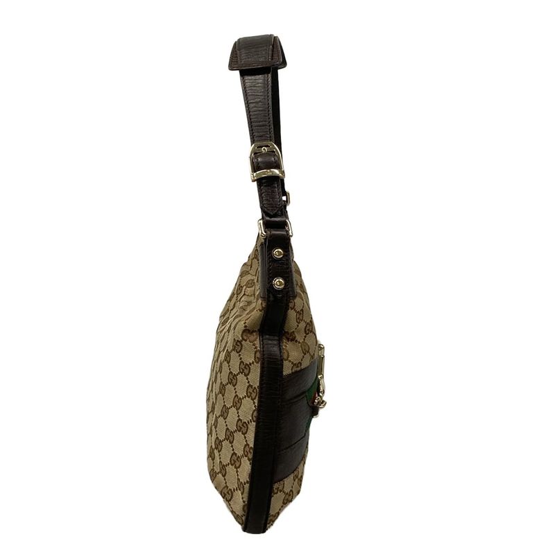 Gucci Shoulder Bag GG Pattern Icon Bit Sherry Dark Brown Beige Multi Leather