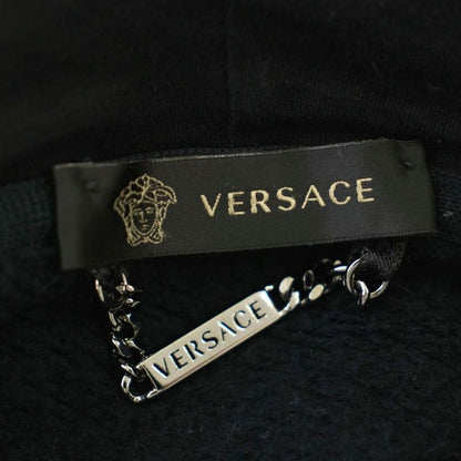 Versace Hoodie Sweatshirt Brushed Lining Embroidery M Black