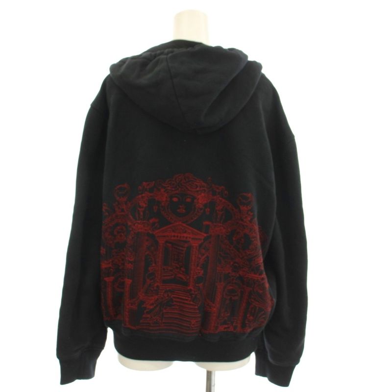 Versace Hoodie Sweatshirt Brushed Lining Embroidery M Black