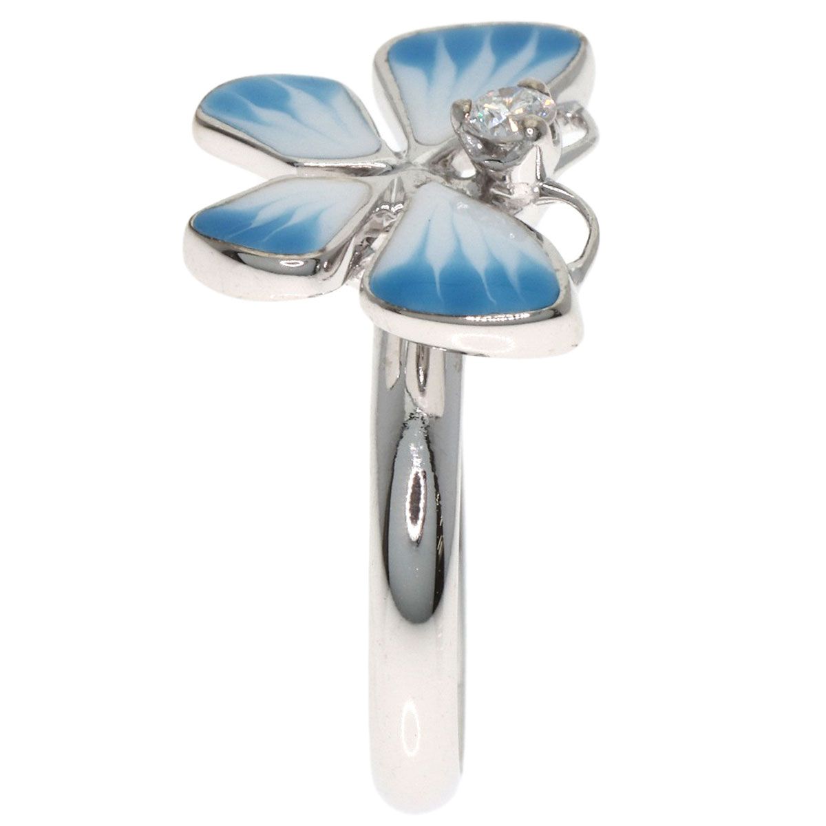Dior Butterfly Motif Diamond Pinky Ring 18k White Gold