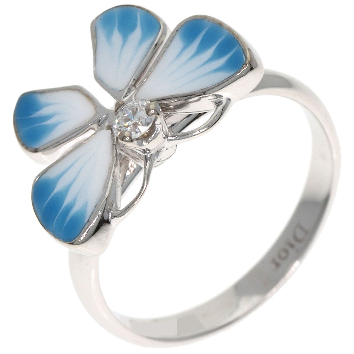 Dior Butterfly Motif Diamond Pinky Ring 18k White Gold