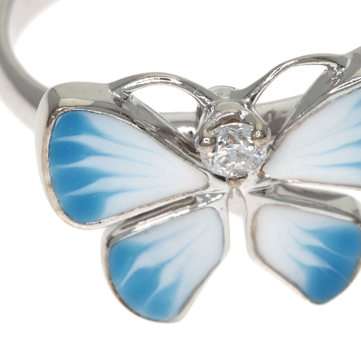 Dior Butterfly Motif Diamond Pinky Ring 18k White Gold