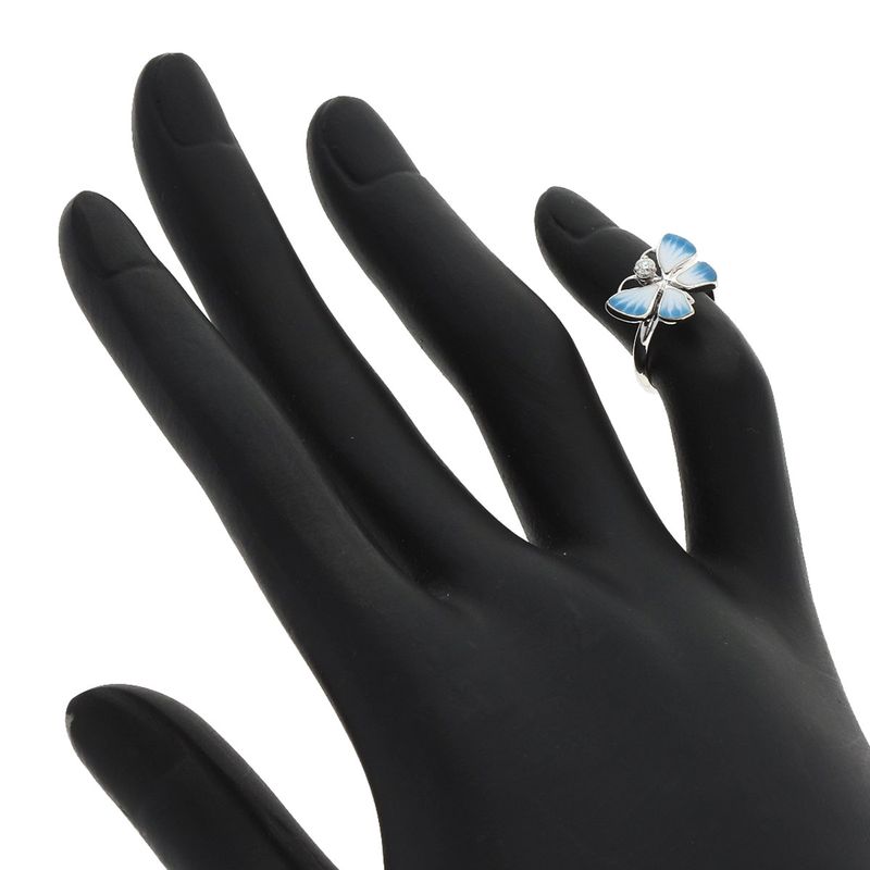 Dior Butterfly Motif Diamond Pinky Ring 18k White Gold