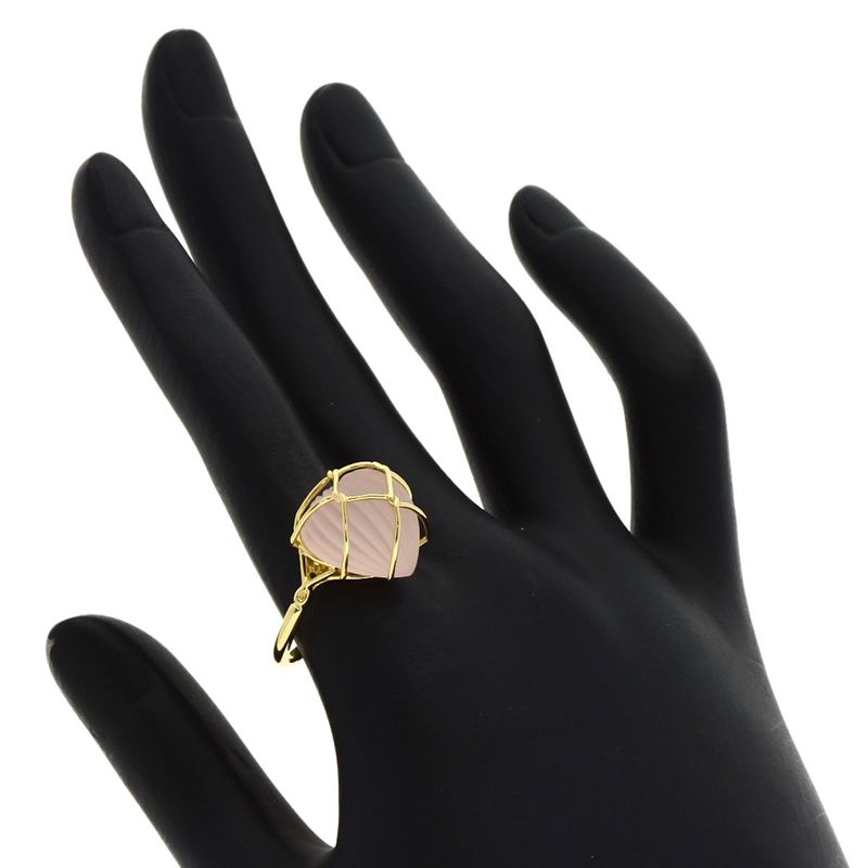 Dior Rose Quartz Ring 18k Yellow Gold Ring