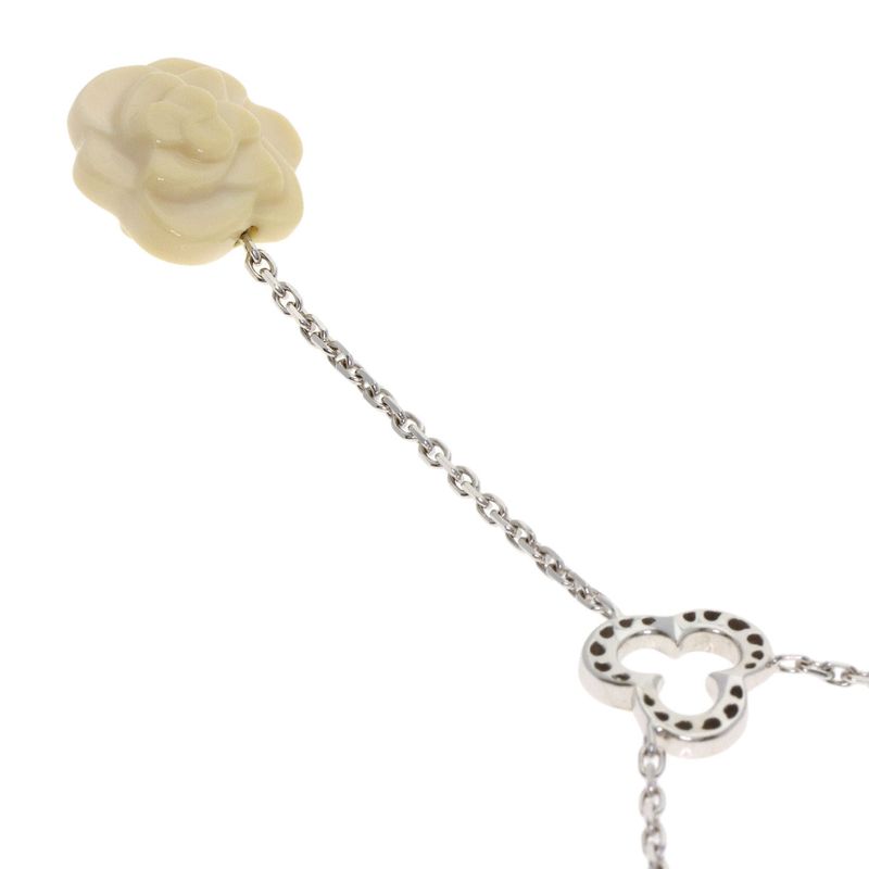 Chanel Camellia Diamond Necklace 18k White Gold