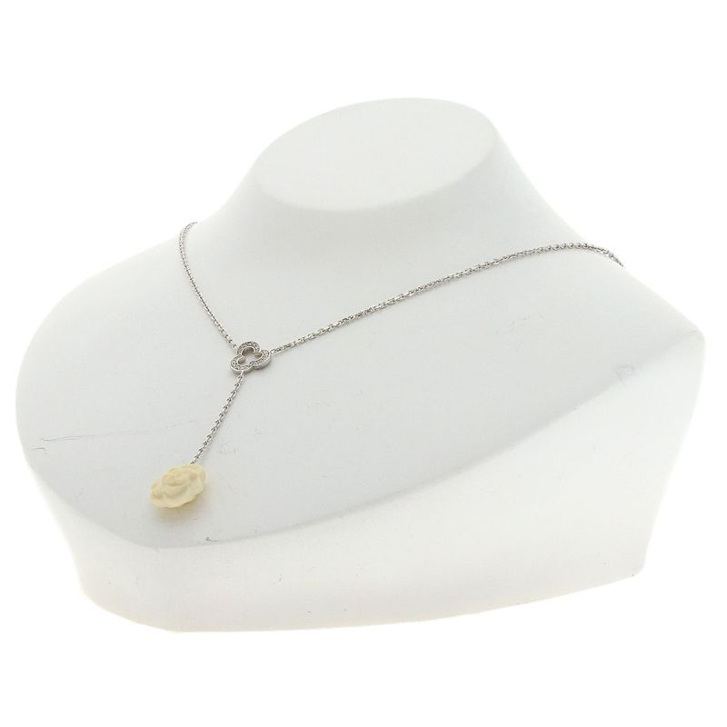 Chanel Camellia Diamond Necklace 18k White Gold