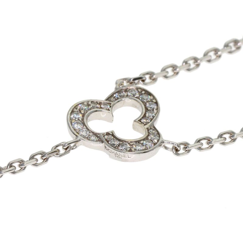 Chanel Camellia Diamond Necklace 18k White Gold