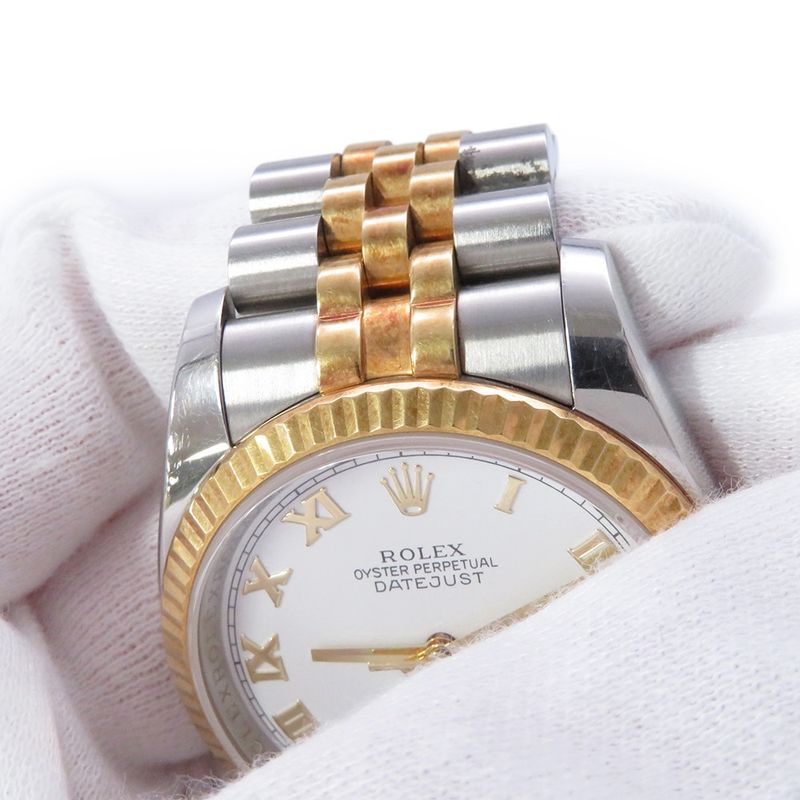 Rolex Datejust SS 18k Yellow Gold Watch White Dial