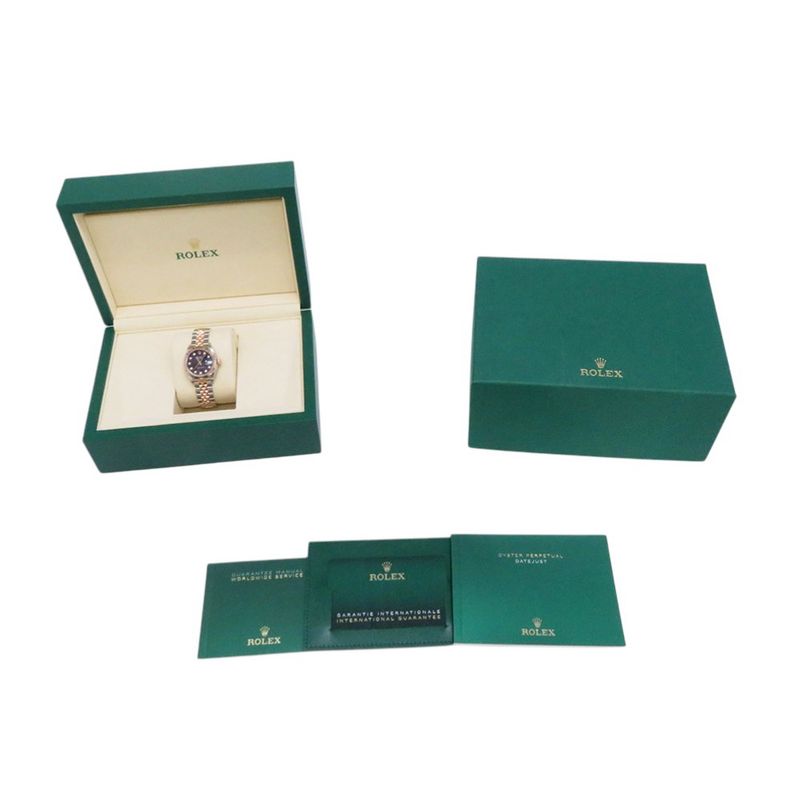 Rolex Lady Datejust SS 18k Pink Gold Aubergine Dial Bracelet
