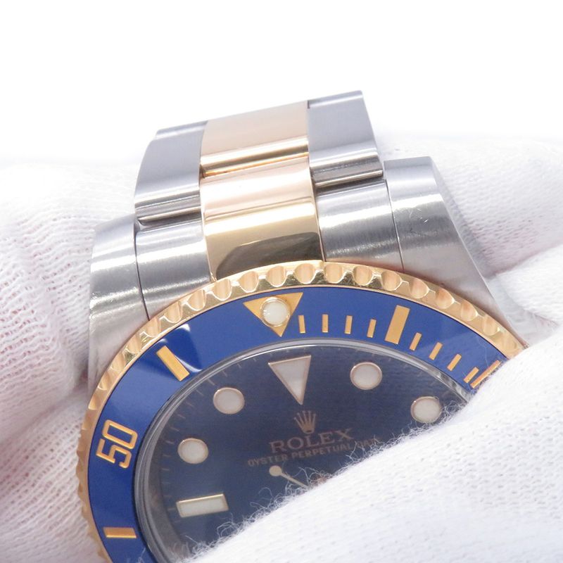 Rolex Submariner Date SS 18k Yellow Gold Watch Blue Dial