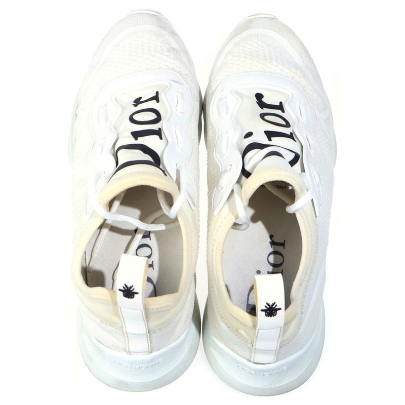Dior Front Logo Lace Up Low Cut Sneakers White