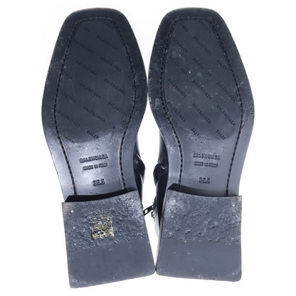 Balenciaga BB Logo Square Toe Side Zip Ankle Boots Black