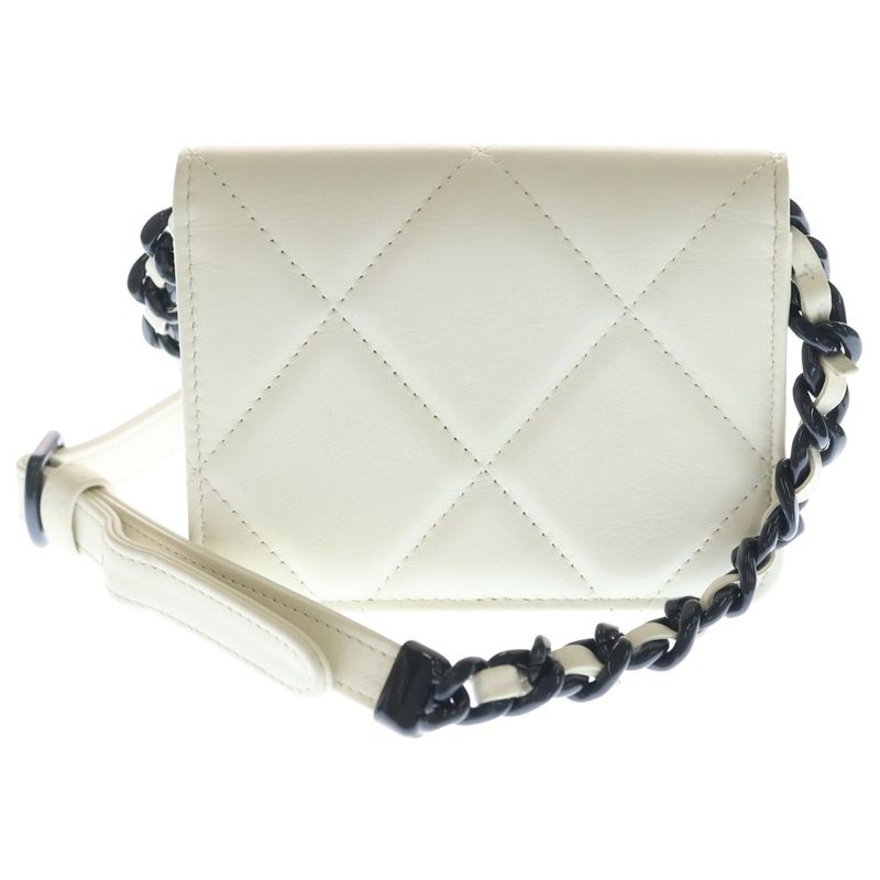 Chanel 19 CC Logo Lambskin Mini Chain Wallet Leather Shoulder Bag White