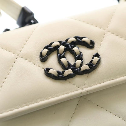 Chanel 19 CC Logo Lambskin Mini Chain Wallet Leather Shoulder Bag White