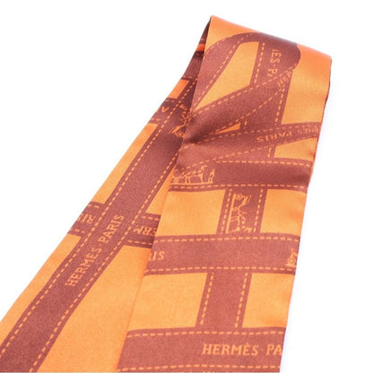 Hermes Twilly Bolduc Silk Scarf Orange