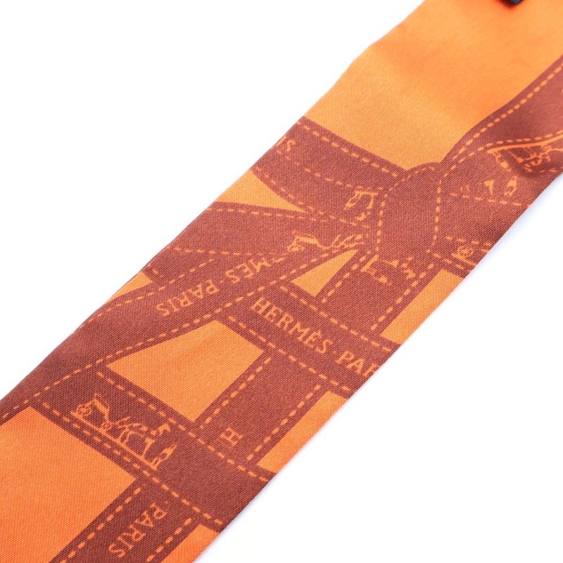 Hermes Twilly Bolduc Silk Scarf Orange