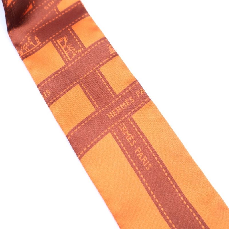 Hermes Twilly Bolduc Silk Scarf Orange