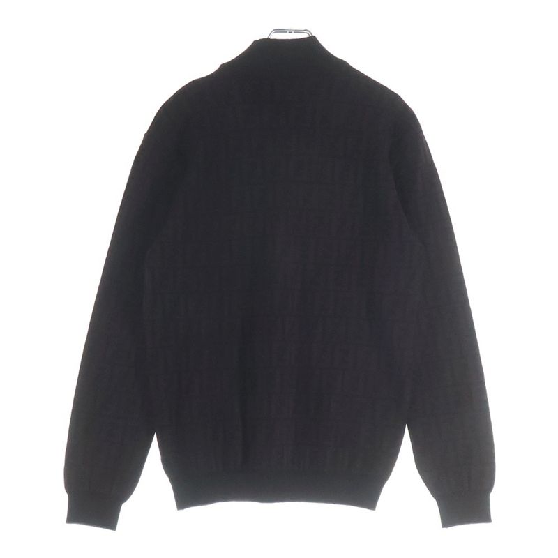 Fendi Old Zucca Pattern Wool Mock Neck Knit Sweater Brown