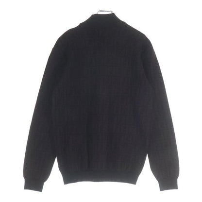 Fendi Old Zucca Pattern Wool Mock Neck Knit Sweater Brown