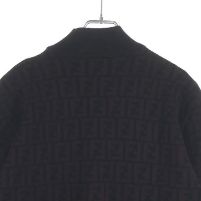 Fendi Old Zucca Pattern Wool Mock Neck Knit Sweater Brown