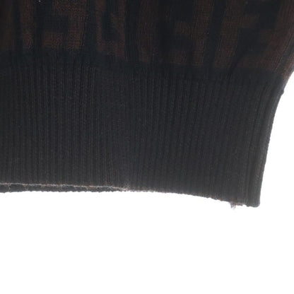 Fendi Old Zucca Pattern Wool Mock Neck Knit Sweater Brown
