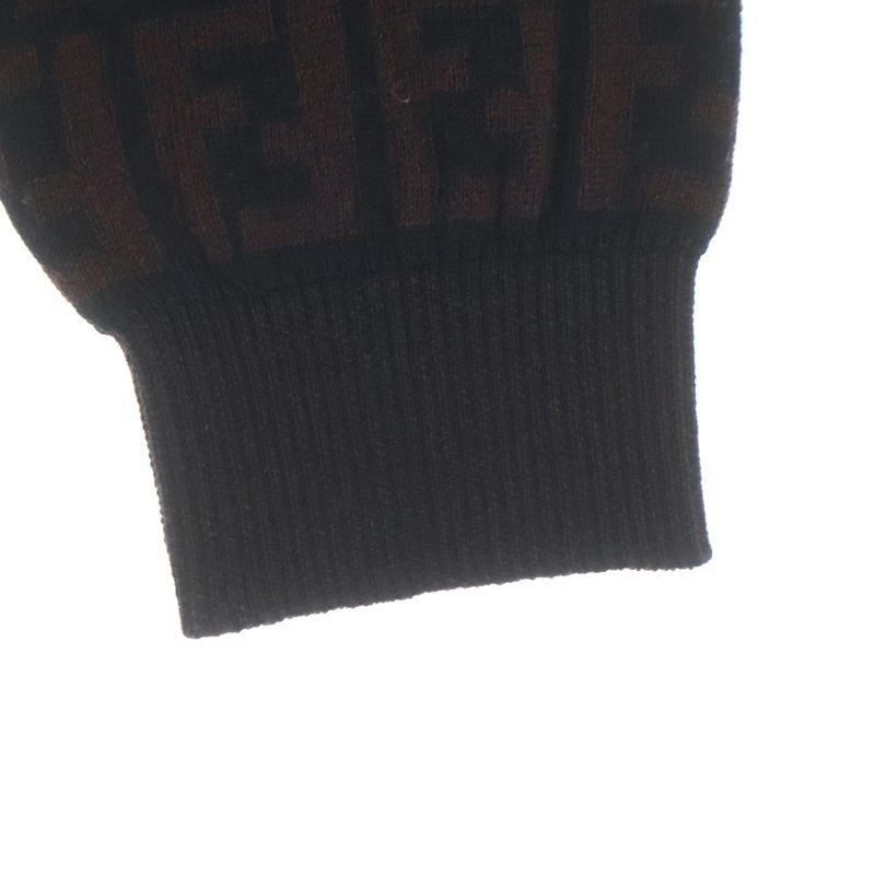 Fendi Old Zucca Pattern Wool Mock Neck Knit Sweater Brown