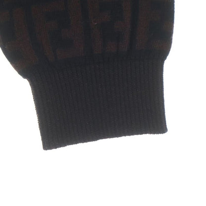 Fendi Old Zucca Pattern Wool Mock Neck Knit Sweater Brown