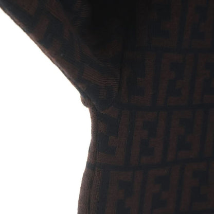 Fendi Old Zucca Pattern Wool Mock Neck Knit Sweater Brown