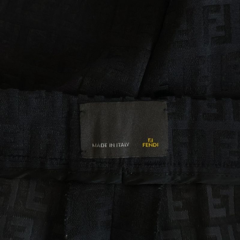 Fendi Zucca Pattern Long Pants Trousers Polyester Cotton Black