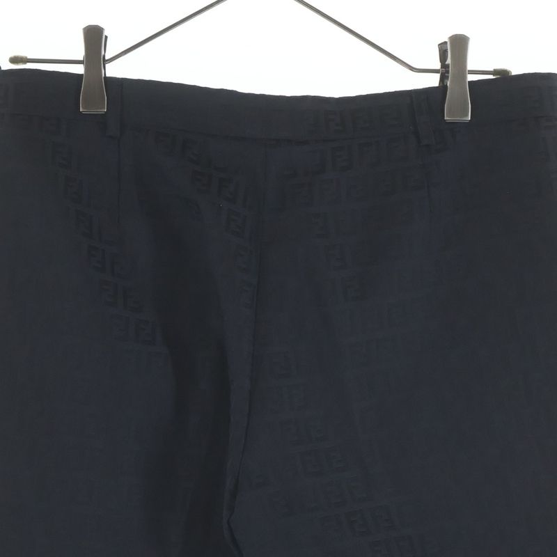 Fendi Zucca Pattern Long Pants Trousers Polyester Cotton Black