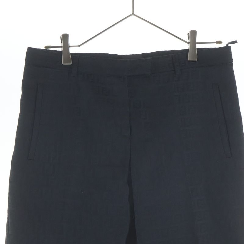 Fendi Zucca Pattern Long Pants Trousers Polyester Cotton Black