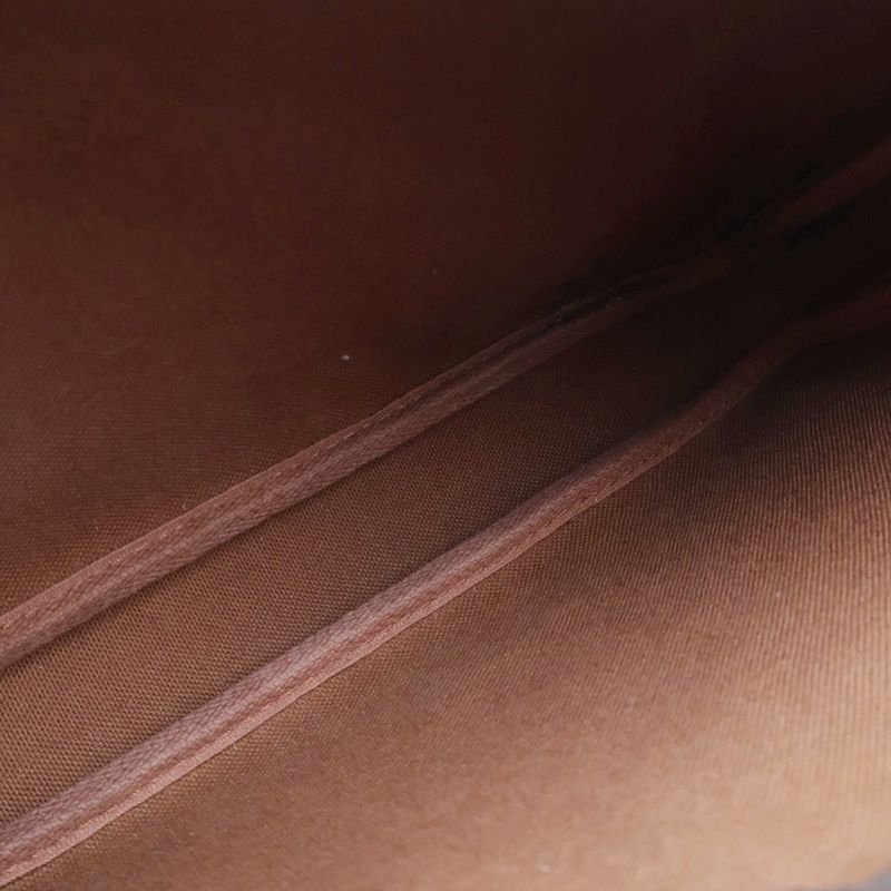 Louis Vuitton Monogram Handbag Pouch Case Brown Leather Gold