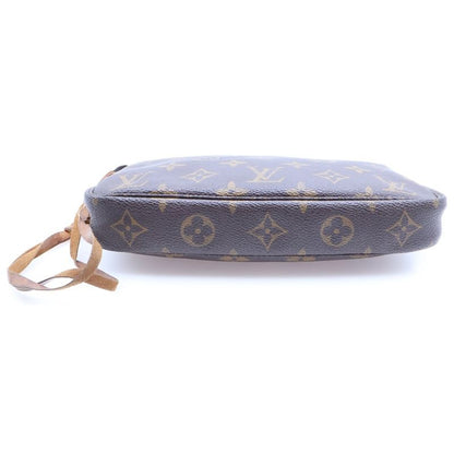 Louis Vuitton Monogram Handbag Pouch Case Brown Leather Gold