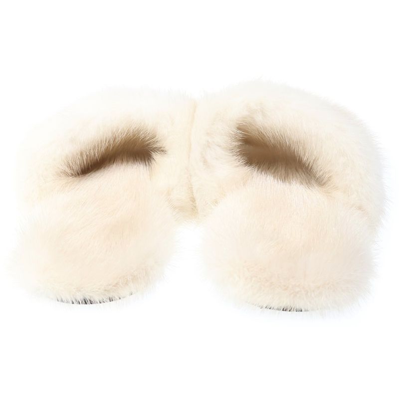 Saint Laurent Paris Fur Flat Sandals White