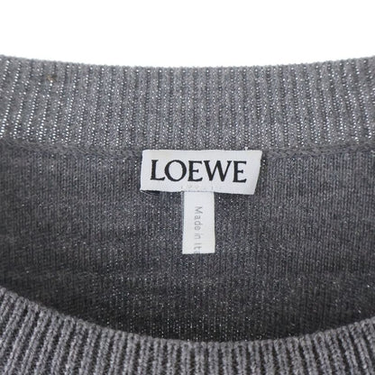 Loewe Heart Logo Crew Neck Wool Knit Sweater Gray