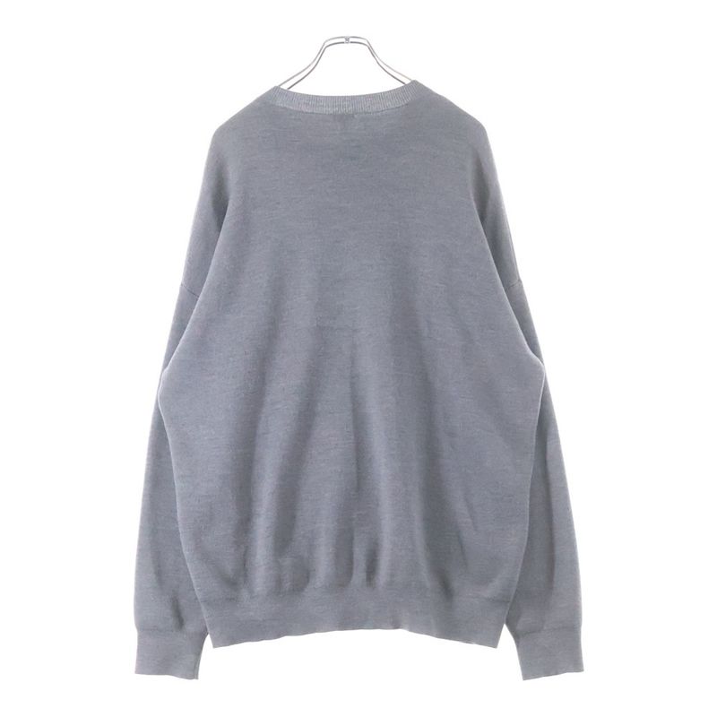Loewe Heart Logo Crew Neck Wool Knit Sweater Gray