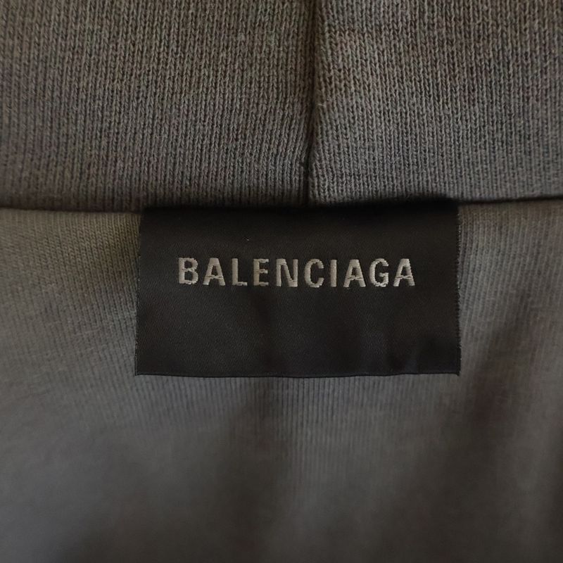 Balenciaga Human Being Round Zip Up Hoodie Front Logo Gray