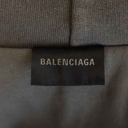 Balenciaga Human Being Round Zip Up Hoodie Front Logo Gray