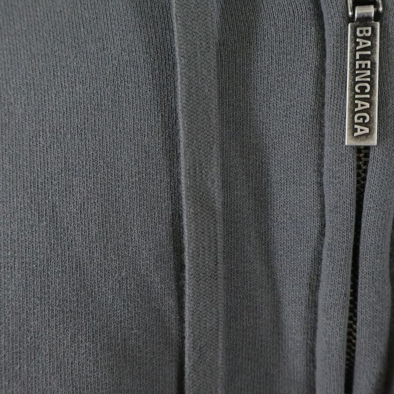 Balenciaga Human Being Round Zip Up Hoodie Front Logo Gray