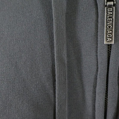 Balenciaga Human Being Round Zip Up Hoodie Front Logo Gray
