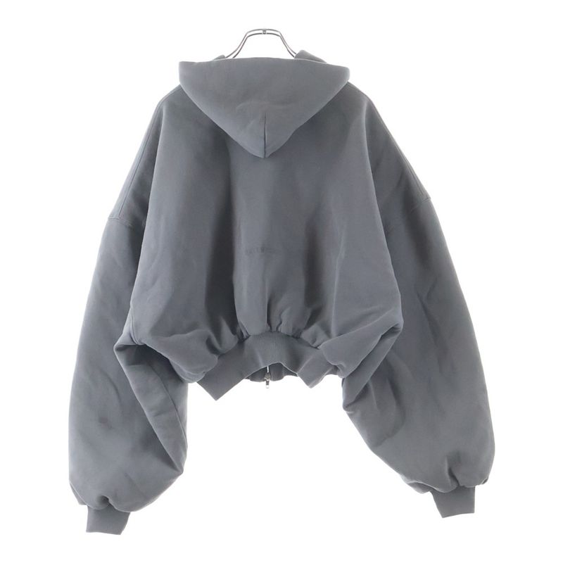 Balenciaga Human Being Round Zip Up Hoodie Front Logo Gray