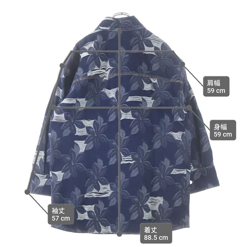 Gucci Denim Jacquard Shirt Floral Jacket Indigo