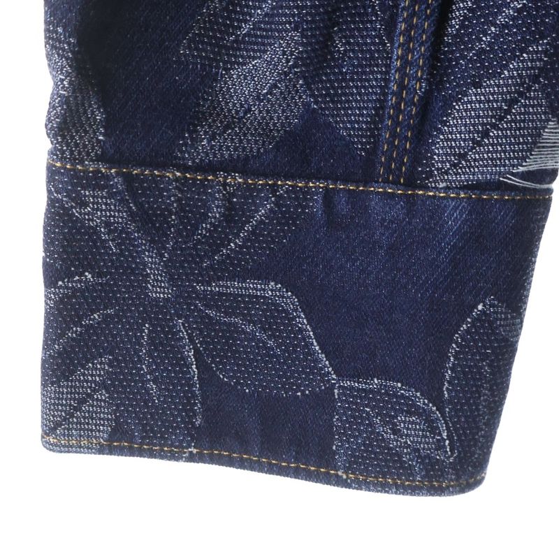 Gucci Denim Jacquard Shirt Floral Jacket Indigo