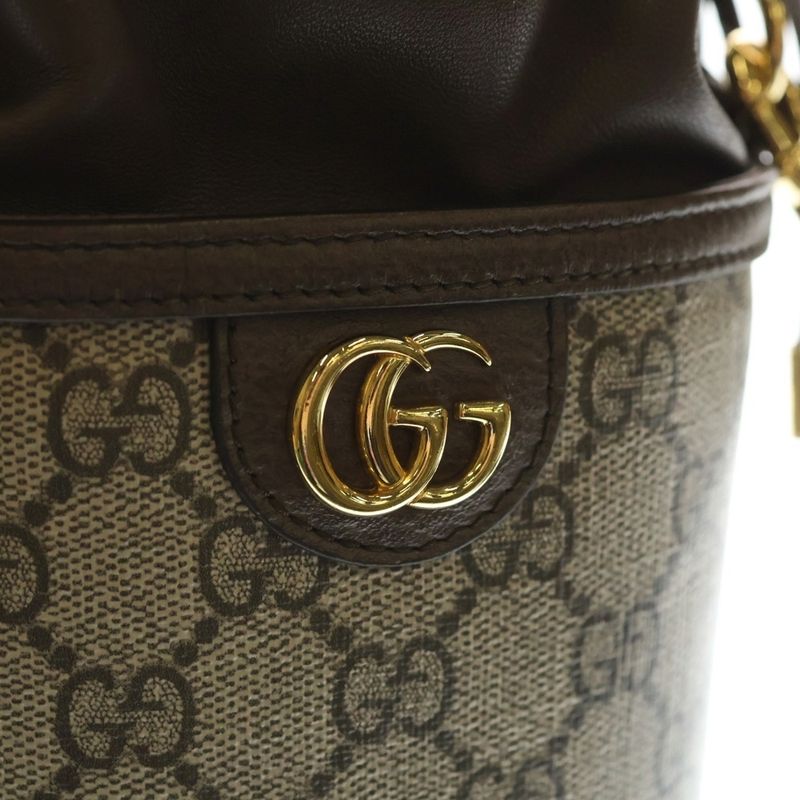 Gucci Ophidia Bucket Bag Mini Beige Brown Leather Gold