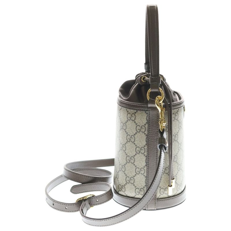 Gucci Ophidia Bucket Bag Mini Beige Brown Leather Gold