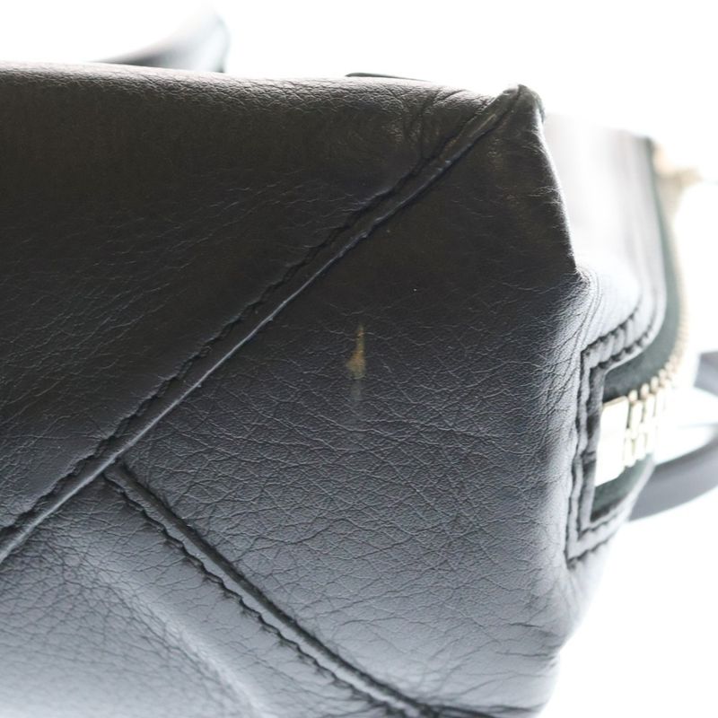 Balenciaga Paper Mini 2-Way Shoulder Bag Tote Black Leather Silver